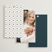 "Floral Grid Border" - Bridal Shower Favor Tags in Cobalt by Alethea and Ruth - Back of Card Options