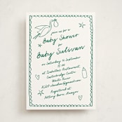 "Stork Party" - Baby Shower Invitations in Apple by Zani van Zyl - Front