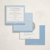 "Painted Bow" - Baby Shower Invitations in Sky by Teju Reval - Back of Card Options