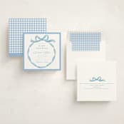 "Painted Bow" - Baby Shower Invitations in Sky by Teju Reval - Assembled