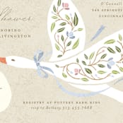 "Blooming Stork" - Baby Shower Invitations in Cornflower by Susan Zinader - Detail