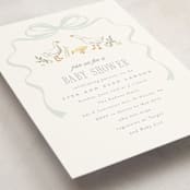 "Storybook Geese" - Baby Shower Invitations in Mint by Everett Paper Goods - Detail
