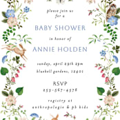 "Spring woodland" - Baby Shower Invitations in Elderflower by Sarah Knight - Detail