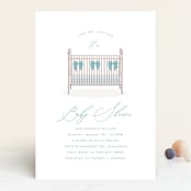 "Crib Bows" - Baby Shower Invitations in Powder Blue by Carolyn MacLaren - Front