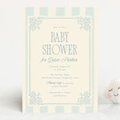 "French Frame" - Baby Shower Invitations in Powder by Robert and Stella - Front