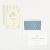 "French Frame" - Baby Shower Invitations in Powder by Robert and Stella - Assembled