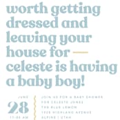 "It's An Event" - Baby Shower Invitations in Ocean by Robert and Stella - Detail