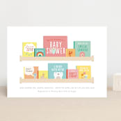 "Modern Book Shelf" - Baby Shower Invitations in Brights by Itsy Belle Studio - Front