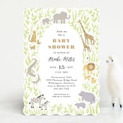 "Savannah animals" - Baby Shower Invitations in Sage by Jennifer Wick - Front