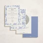"Dreamy Toile" - Baby Shower Invitations in Blueberry by Teju Reval - Back of Card Options
