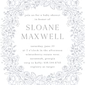 "Wild Roses" - Baby Shower Invitations in Powder Blue by Kristen Smith - Detail