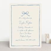 "ribbon bow drawing" - Baby Shower Invitations in Dusty Blue by Cass Loh - Front