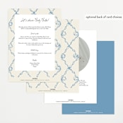 "ribbon bow drawing" - Baby Shower Invitations in Dusty Blue by Cass Loh - Back of Card Options