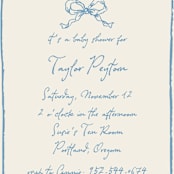 "ribbon bow drawing" - Baby Shower Invitations in Dusty Blue by Cass Loh - Detail