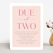 "Due With Two" - Baby Shower Invitations in Carnation by Erica Krystek - Front
