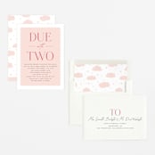 "Due With Two" - Baby Shower Invitations in Carnation by Erica Krystek - Assembled