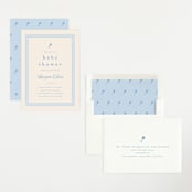 "Classic Start" - Baby Shower Invitations in Powder Blue by Carolyn MacLaren - Assembled