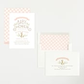 "Springtime Bunnies" - Baby Shower Invitations in Blush by Jennifer Wick - Assembled
