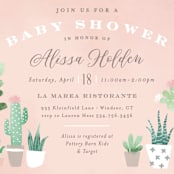 "Watercolor cactus" - Baby Shower Invitations in Blush by Jennifer Wick - Detail