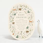 "Oval Forest" - Baby Shower Invitations in Sand by Hannah Williams - Front