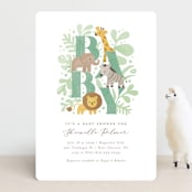 "Petite Safari" - Baby Shower Invitations in Mint by Jennifer Wick - Front