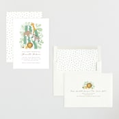 "Petite Safari" - Baby Shower Invitations in Mint by Jennifer Wick - Assembled