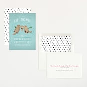 "Little Otters" - Baby Shower Invitations in Aqua by Jennifer Wick - Assembled