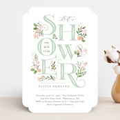 "Cascading Shower" - Baby Shower Invitations in Sage by Jennifer Wick - Front