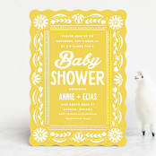"Pretty Picado" - Baby Shower Invitations in Marigold by Jessie Steury - Front