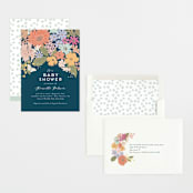 "Seedlings" - Baby Shower Invitations in Navy by Jennifer Wick - Assembled
