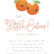 "Two Little Cute" - Baby Shower Invitations in Pumpkin by Itsy Belle Studio - Detail