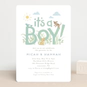 "Little pups" - Baby Shower Invitations in Mint by Jennifer Wick - Front