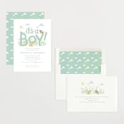 "Little pups" - Baby Shower Invitations in Mint by Jennifer Wick - Assembled