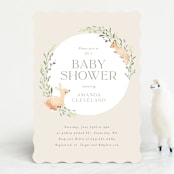 "Woodland" - Baby Shower Invitations in Greige by Itsy Belle Studio - Front