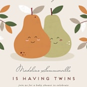"Sweet Pair" - Baby Shower Invitations in Clay by Erica Krystek - Detail
