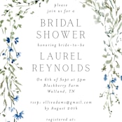 "In The Full Bloom" - Bridal Shower Invitations in Bluebell by Petra Kern - Detail