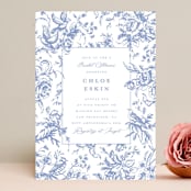 "Dreamy Toile" - Bridal Shower Invitations in Blueberry by Teju Reval - Front