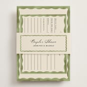 "Formal scallop" - Bridal Shower Invitations in Palm by Creo Study - Assembled with Belly Band