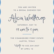 "Augusta" - Bridal Shower Invitations in Bluebell by Megan Davis - Detail