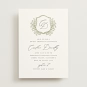 "Traditional Monogram" - Bridal Shower Invitations in Olive by Erin Deegan - Front
