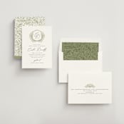"Traditional Monogram" - Bridal Shower Invitations in Olive by Erin Deegan - Assembled