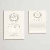"Traditional Monogram" - Bridal Shower Invitations in Olive by Erin Deegan - Matching Enclosure Card