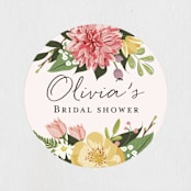 "Flowers & Greens" - Bridal Shower Favor Stickers in Blush by Susan Moyal - Front