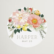 "Spring Blooms" - Bridal Shower Favor Stickers in Blush by Susan Moyal - Front