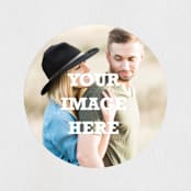 "The Big Picture" - Bridal Shower Favor Stickers in Ivory by Minted - Front