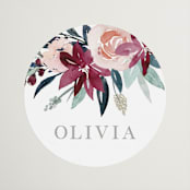 "Garden Stroll" - Bridal Shower Favor Stickers in Burgundy by Creo Study - Front