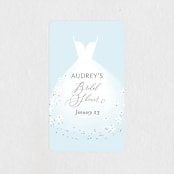 "Wedding Dress" - Bridal Shower Favor Stickers in Cinderella Blue by Itsy Belle Studio - Front