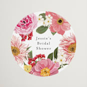 "Summer Fresh" - Bridal Shower Favor Stickers in Coral by Susan Moyal - Front
