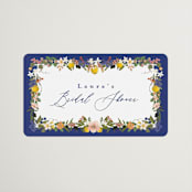 "Amore Floral" - Bridal Shower Favor Stickers in Cerulean by Susan Moyal - Front