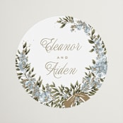 "Ribbon Wreath" - Bridal Shower Favor Stickers in Bluebell by Leah Bisch - Front